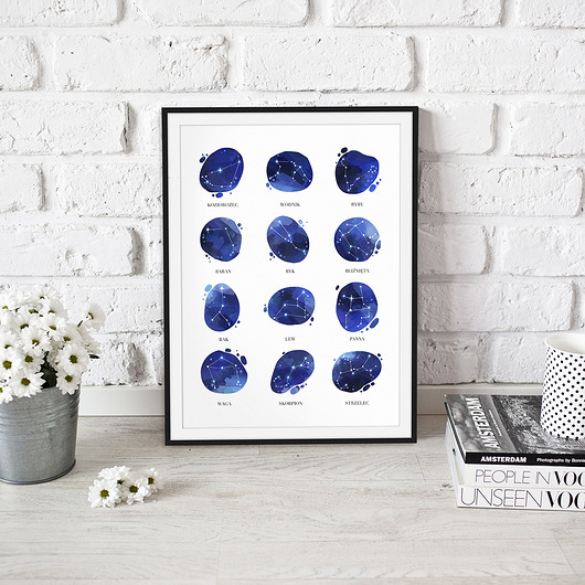 Plakat Konstelacje Znaków Zodiaku trochę na ścianę