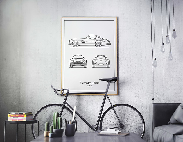 Plakat Legendy Motoryzacji - Mercedes 300 SL Peszkowski Graphic