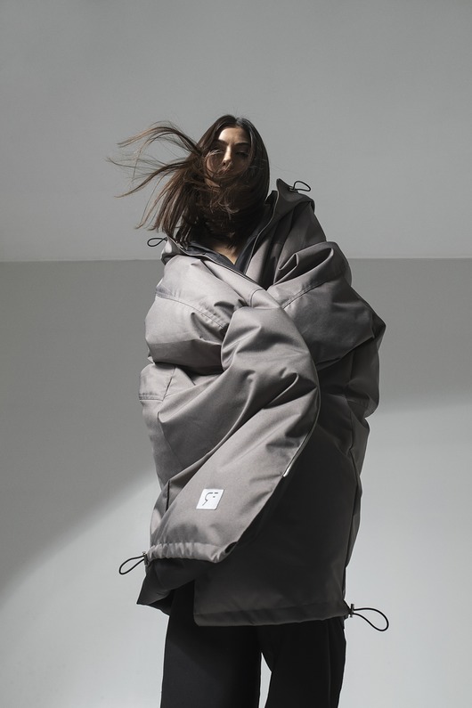płaszcze damskie Płaszcz longline hoodie oversize stone