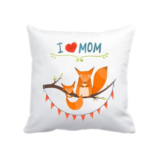 poduszki z grafiką Leśna poduszka. I love Mom, wiewiórki