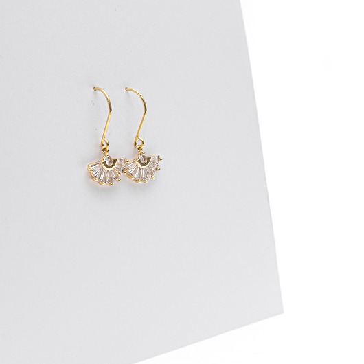 kolczyki pozłacane Błyszczące i eleganckie kolczyki pozłacane wachlarze Crystal Fan