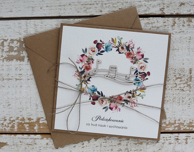 kartki scrapbooking Stylowa kartka dla nauczyciela muzyki