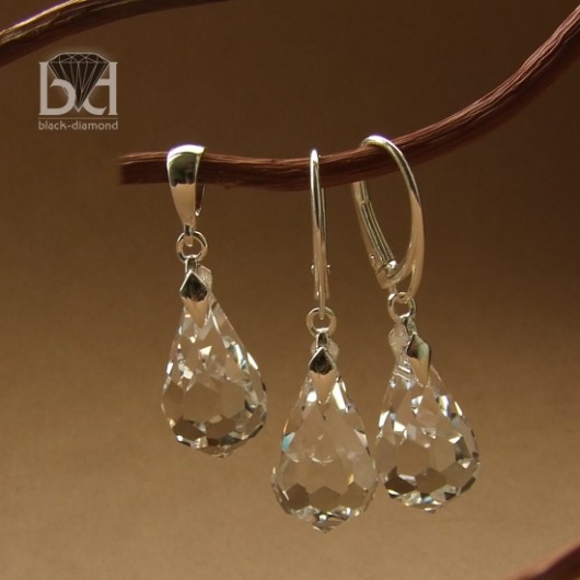 kryształ Swarovski - trzy sople Black Diamond