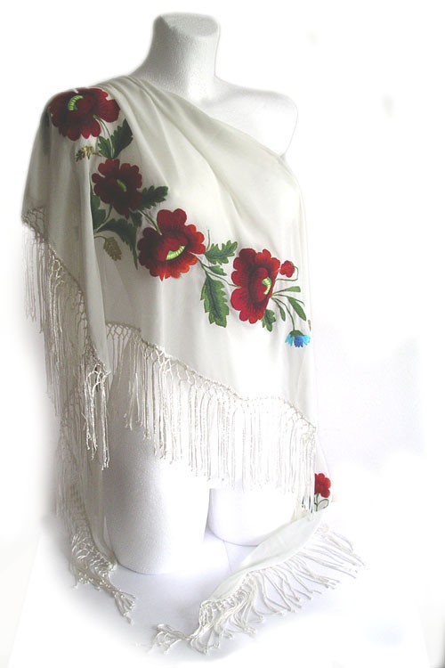 POPPY SCARF (Łowicz Region embroidery) na ludowo