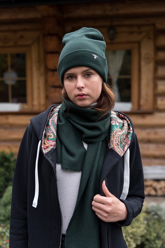 szale damskie Szalik JUST WARM ZIELONY
