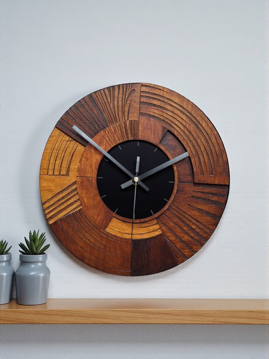 zegary Zegar ścienny z Drewna -  Cichy Mechanizmp