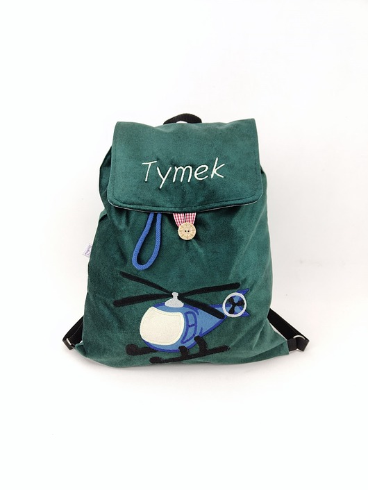 torebki, worki i plecaki dziecięce Prezent dla chłopca - plecak z helikopterem i imieniem