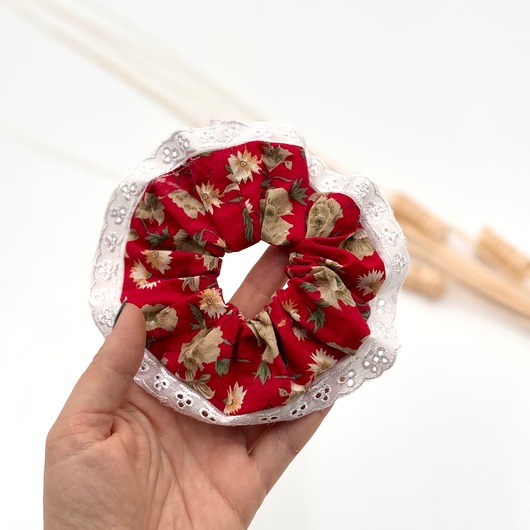 gumki do włosów Scrunchie/frotka Haft angielski