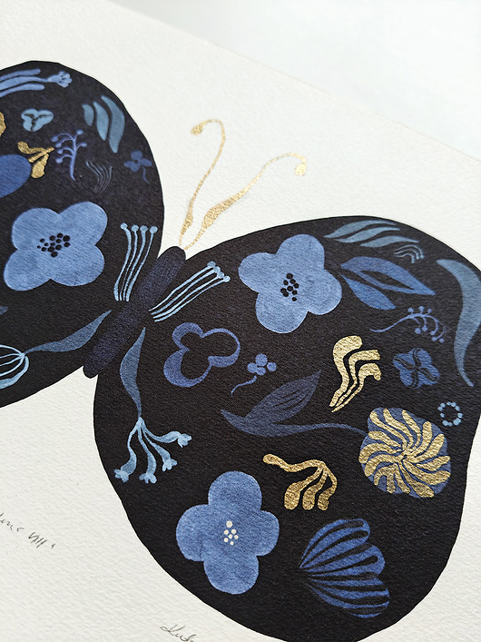 grafiki i ilustracje Art print SECRET Gardens VIII, druk giclee, granat i złoto