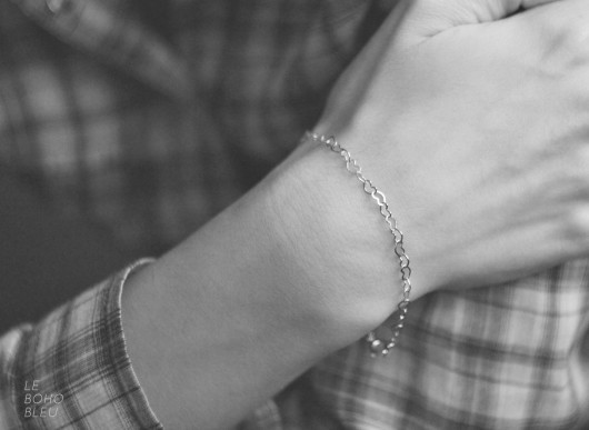Rhodium Plated Dainty Hearts Bracelet Le Boho Bleu