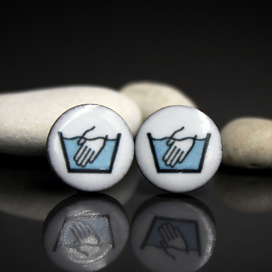 kolczyki ceramiczne Pierz Ręcznie /stal chirurgiczna/