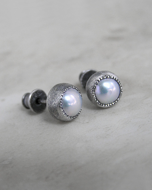 kolczyki srebrne Kolczyki z perłami, srebro