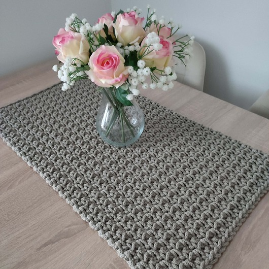 obrusy i serwetki Bieżnik szydełkowy ze sznurka prostokątny 35cmx65cm