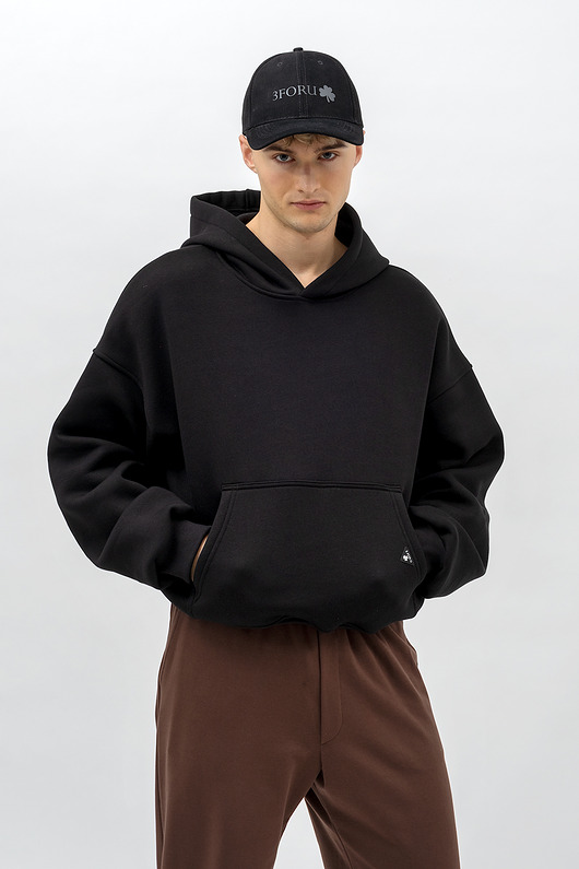 bluzy męskie Bluza z kapturem ciepła męska  ,,HALIL" czarna