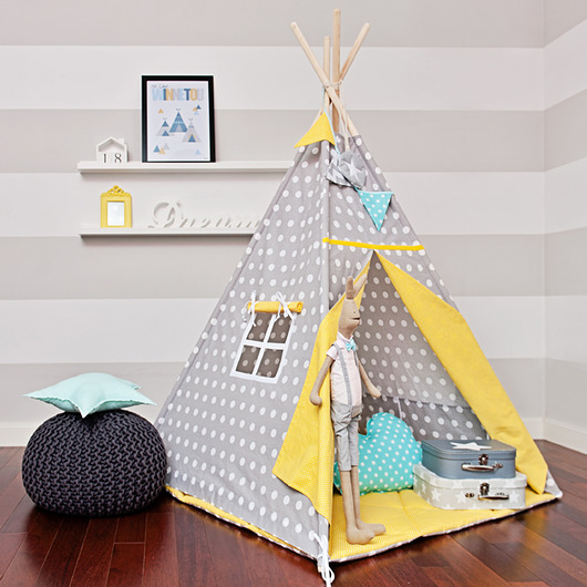 Zestaw Tipi z Matą Żółty Groszek Fun with Mum