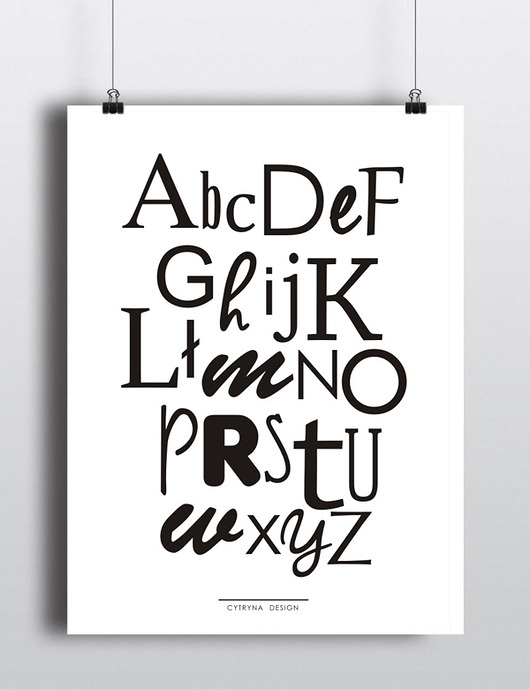 plakat ALFABET Cytryna design