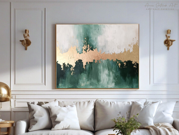 obrazy ZŁOTA LINIA NATURY Ręcznie malowany obraz ze złotem 100x70 cm