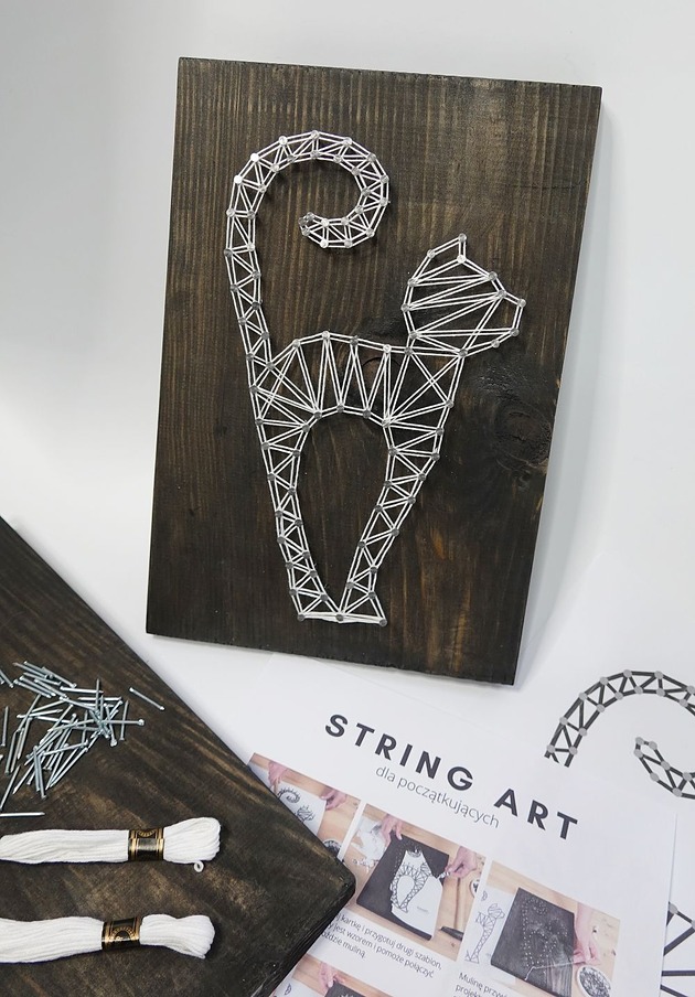 Ozdoby na ścianę KOT obraz string art