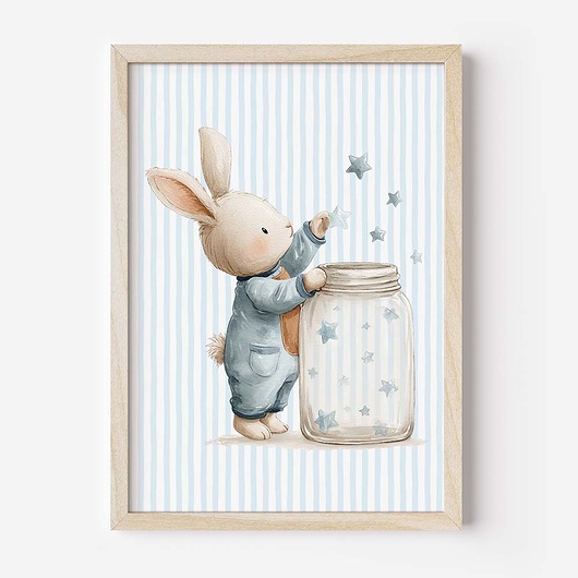obrazy i plakaty do pokoju dziecięcego Plakat Na Ścianę Dla Chłopca Niebieskie króliczki nr. 4
