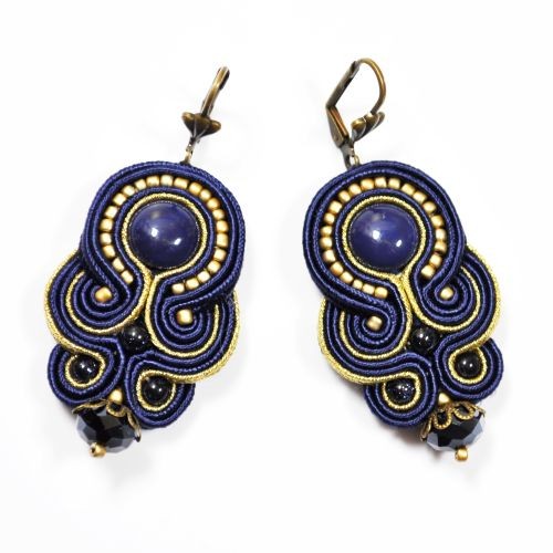 Sutaszowe kolczyki NAVY BLUE Sylwia Żak