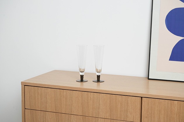 szklanki i kieliszki Para szklanych kieliszków, włoski design, lata 70, produkcja: Włochy