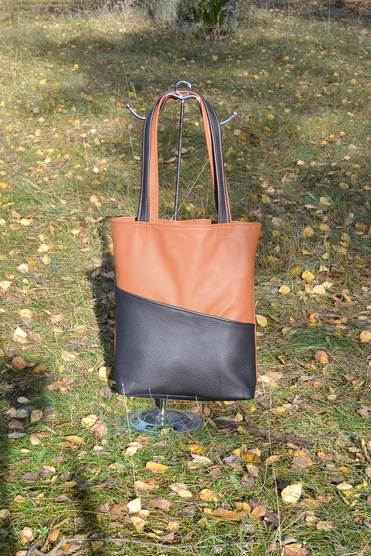 torby na ramię Dwukolorowa torba z dużą kieszenią