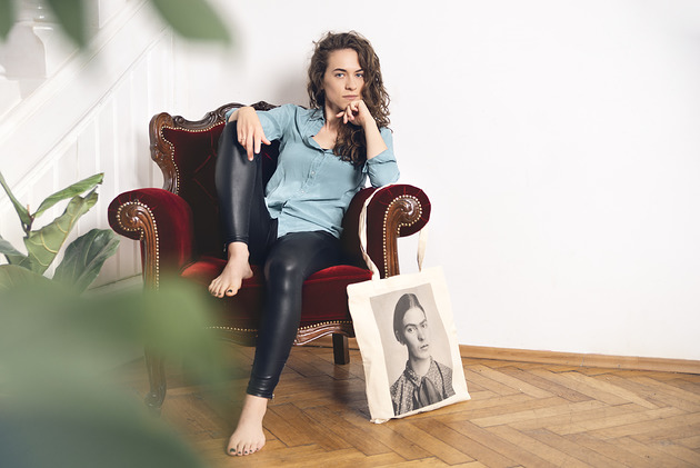 torby na ramię Torba lniana - Frida, portret