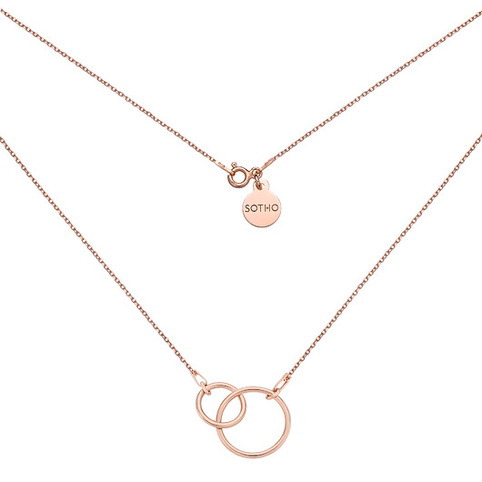 złote naszyjniki Naszyjnik z różowego złota z dwoma kołami