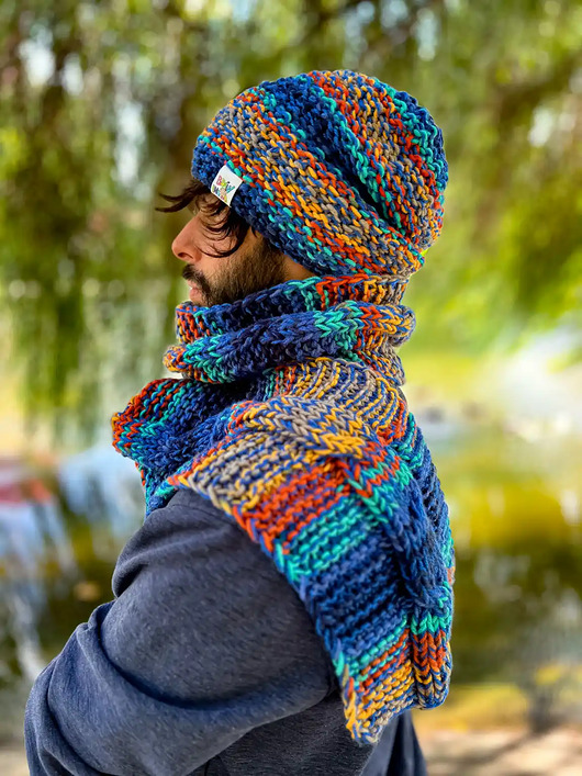 tuby i kominy Męski szal MERINO 50% ,,Górski potok szalik