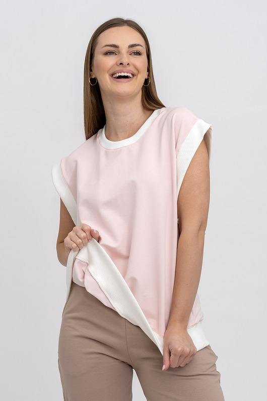 bluza bez kaptura damska Bezrękawnik ,,AMORE" RÓZ