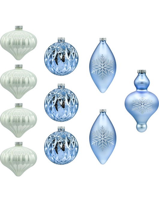 bombki Bombki szklane: lodowy błękit, biel i srebro