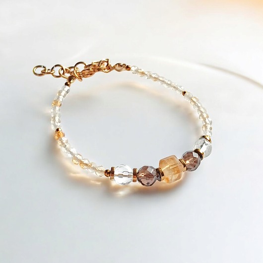 bransoletki z kamieni naturalnych DOBROBYT - amulet - cytryn,kwarc dymny,k.górski - z zapięciem