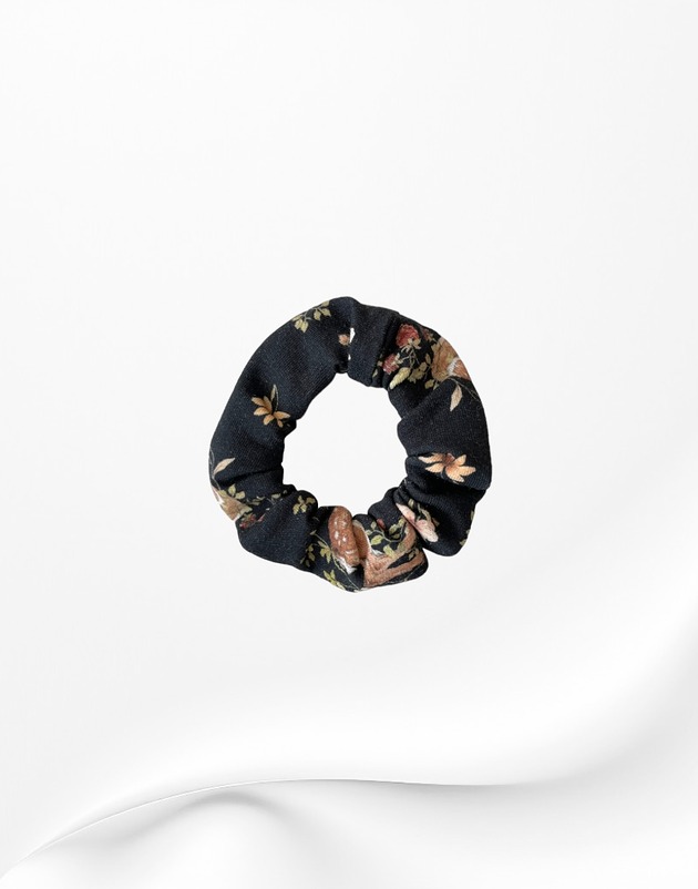gumki do włosów Scrunchie gumka frotka wąska leśna czarna