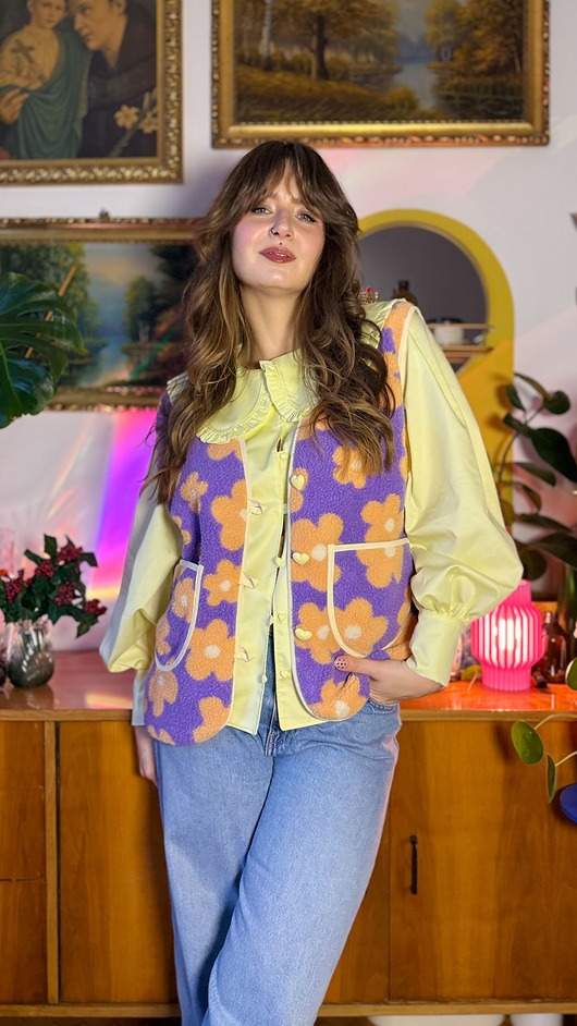 kamizelki damskie Kamizelka Bajkowa Łąka fiolet