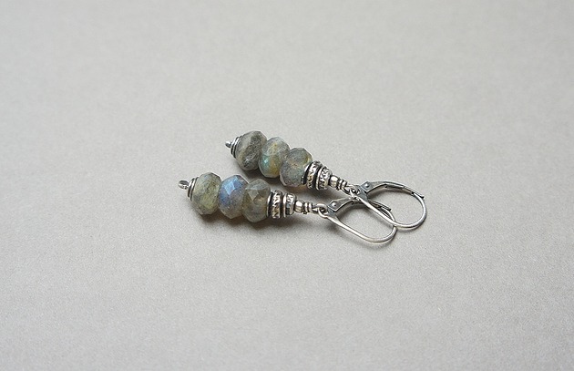 kolczyki z kamieniami Kolczyki Labradorytowe gąsienice vol. 4