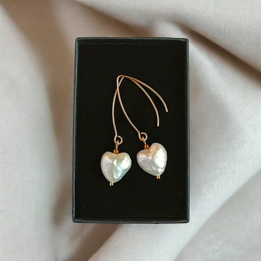 kolczyki z kamieniami Serce - perła : kolczyki : wyjątkowy prezent PREMIUM