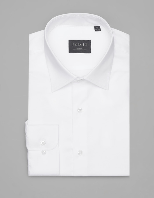 koszule męskie Koszula 00312 dł. rękaw biały slim fit 164/170 39