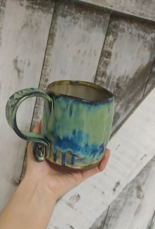 kubki Bardzo duży kubek morski hand made dla mężczyzny 650 ml