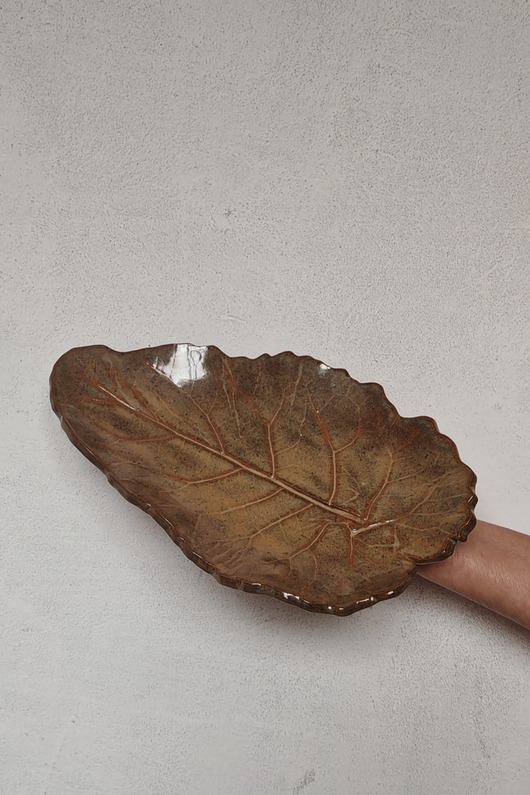 patery i talerze Patera liść brązowy