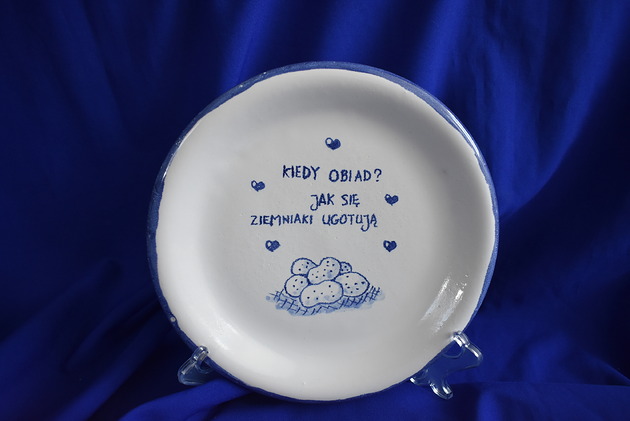 patery i talerze Talerz ceramiczny na ciasto "Kiedy obiad?"