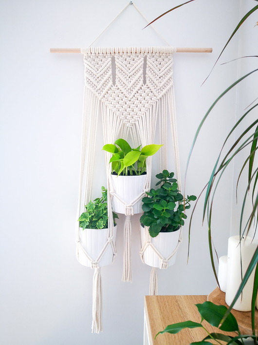 kwietniki Makrama kwietnik wiszący potrójny Arrow