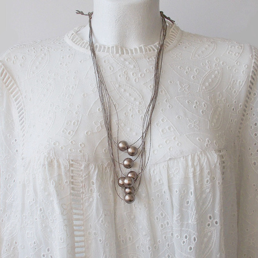 kolie Perłowy brąz Lekki Naszyjnik lniany