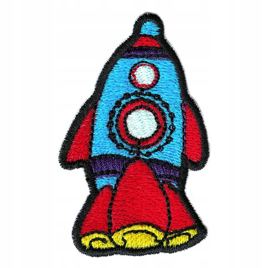 naszywki na ubrania Naszywka naprasowanka RAKIETA KOSMOS termoprzylepna haft dla dzieci 4x6,6cm
