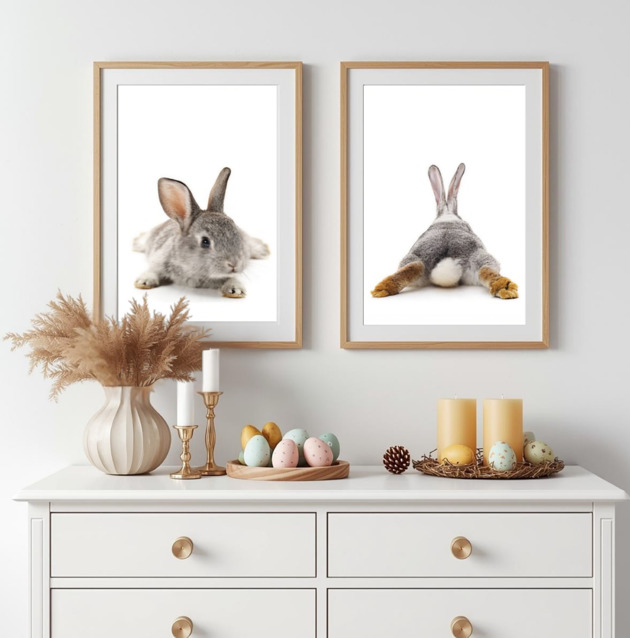 plakaty DWA PLAKATY do pokoju dziecka KRÓLIK ZAJĄC Wielkanoc