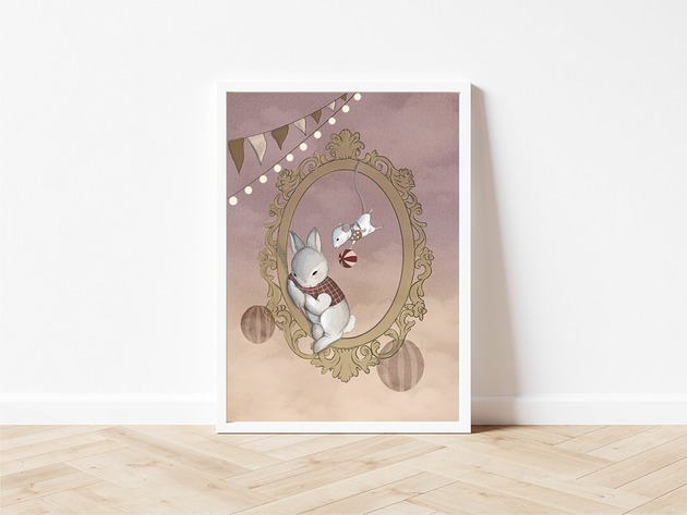 plakaty Plakat z Króliczkiem i Myszką w zabawie