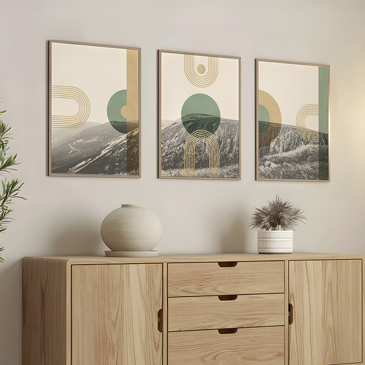 plakaty Plakaty zestaw/tryptyk góry Karkonosze, nowoczesne, w stylu mid-century.