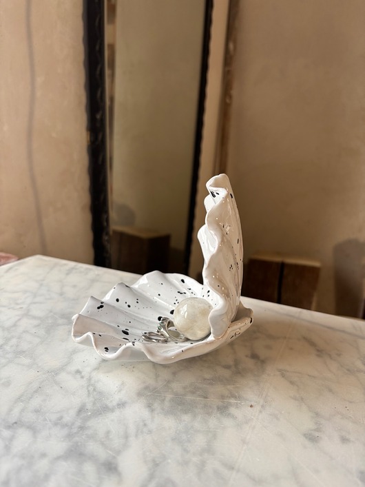 pojemniki na biżuterię Ceramiczna Podstawka na Biżuterię Muszla Skarbiec Dalmatyńczyk