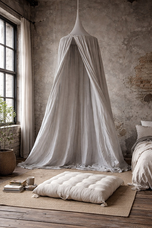 namioty i tipi dla dzieci Baldachim bawełniany do pokoju dziecka - szary