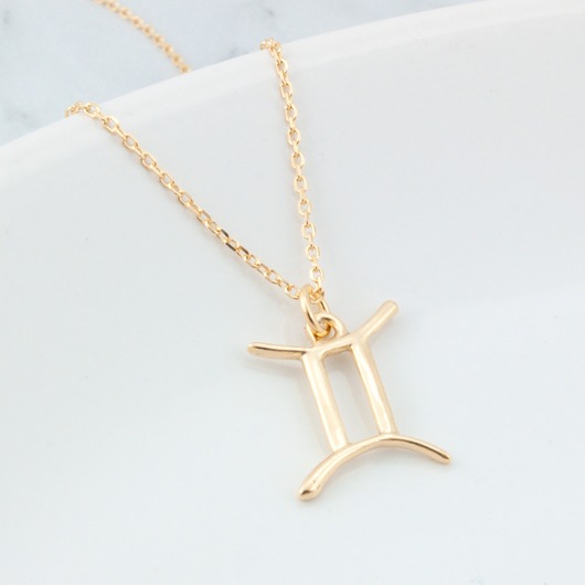 srebrne naszyjniki Naszyjnik pozłacany bliźnięta znak zodiaku