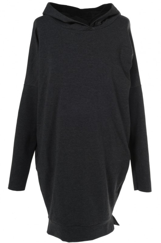 Dark grey hooded tunic mint-and-pepper